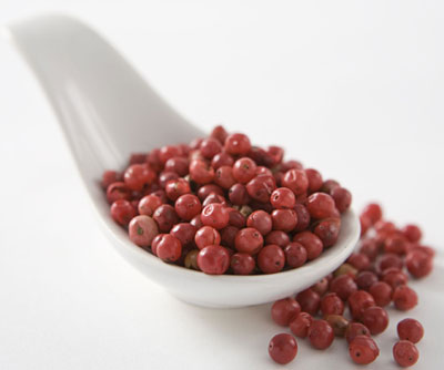 Whole pink peppercorns — beautiful in rainbow pepper blends and seafood dishes