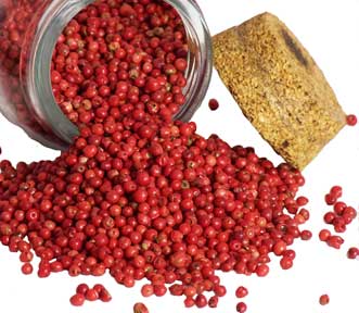 Bulk pink peppercorns — fruity, floral Schinus molle berries with mild sweet heat